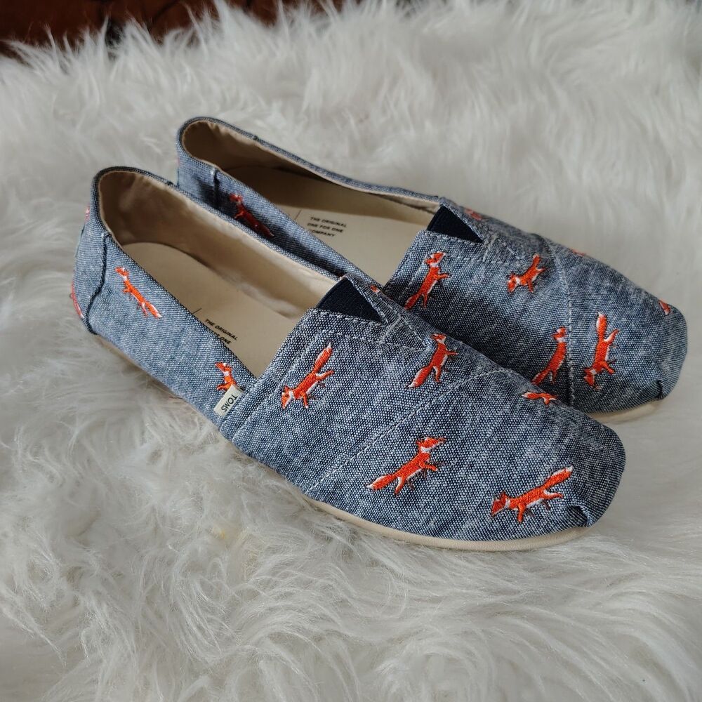 Toms Fox Print Alpargata Limited Edition Slip On Wmns Shoes Size 9